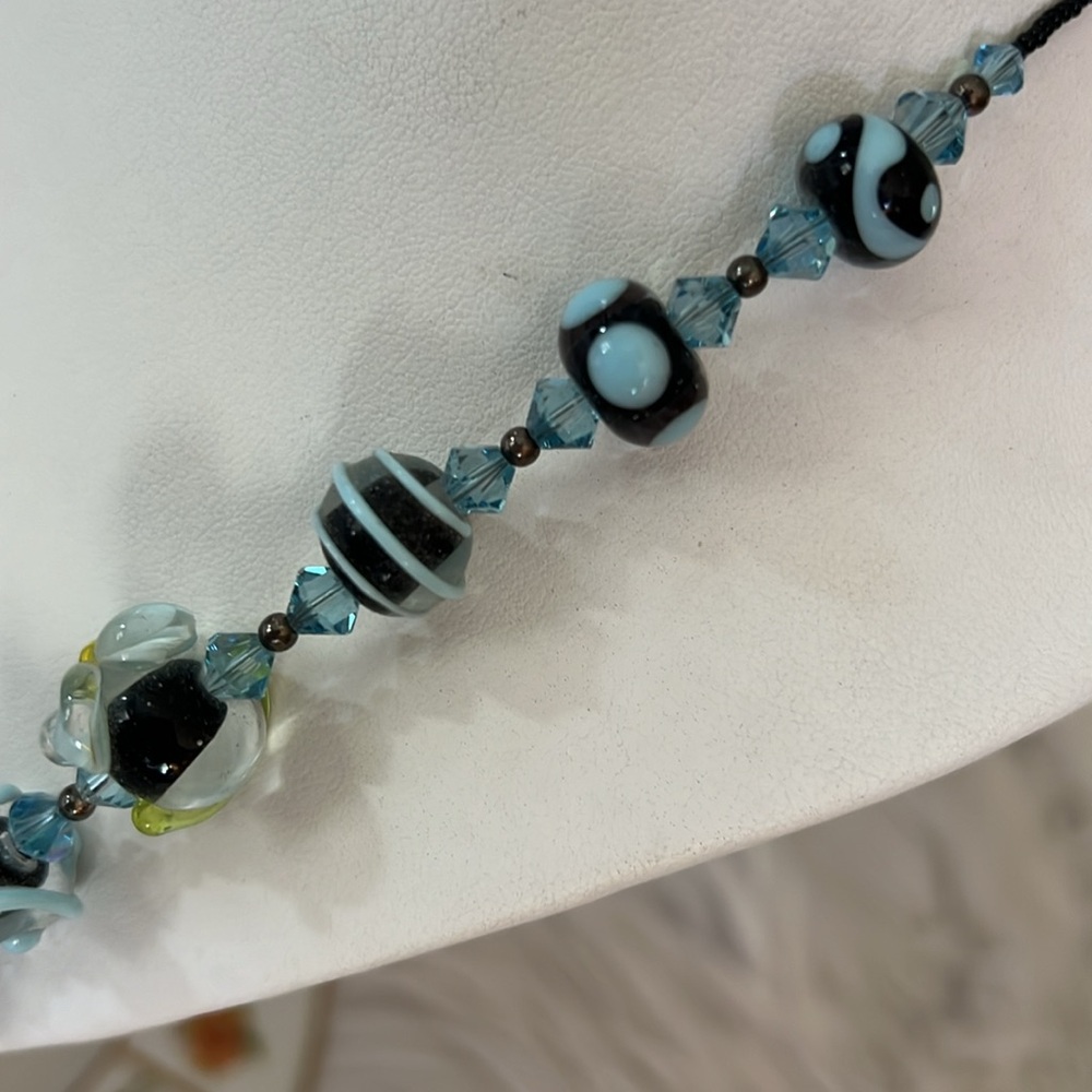 Glass Bead and Sterling Necklace - Picture 7 of 11